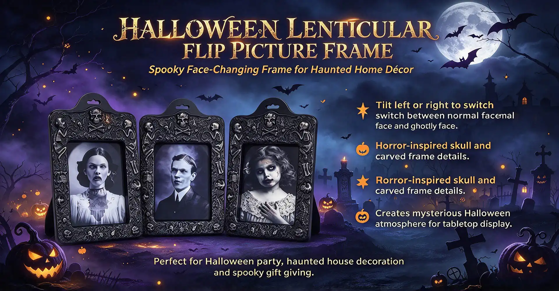 Halloween Lenticular Flip Picture Frame Banner