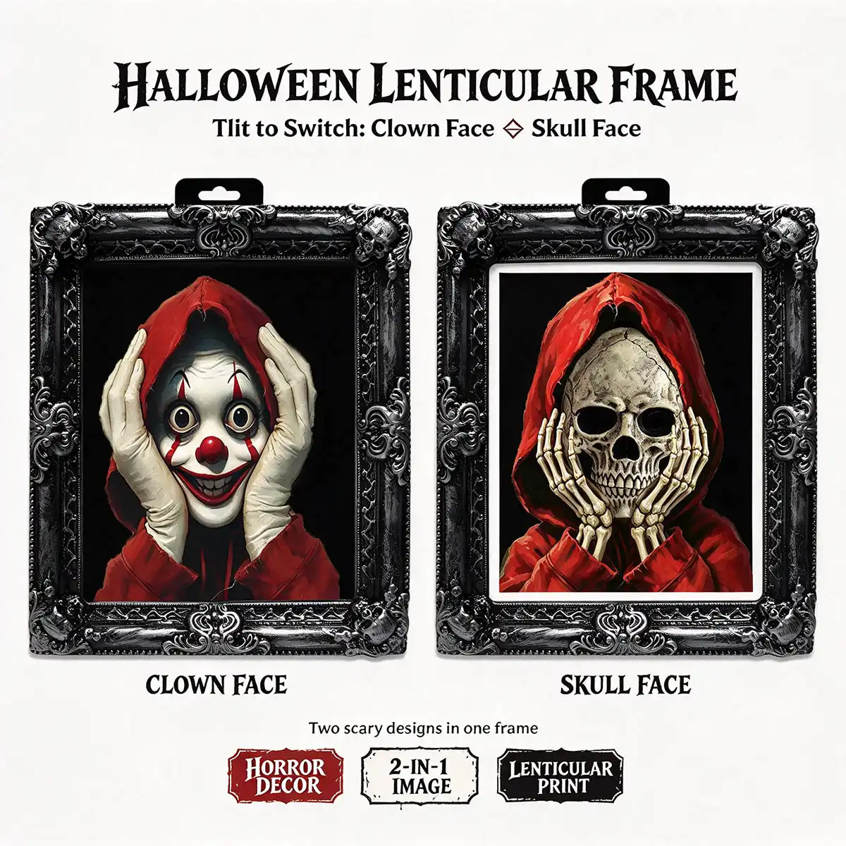 Halloween Lenticular Frame Clown to Skull